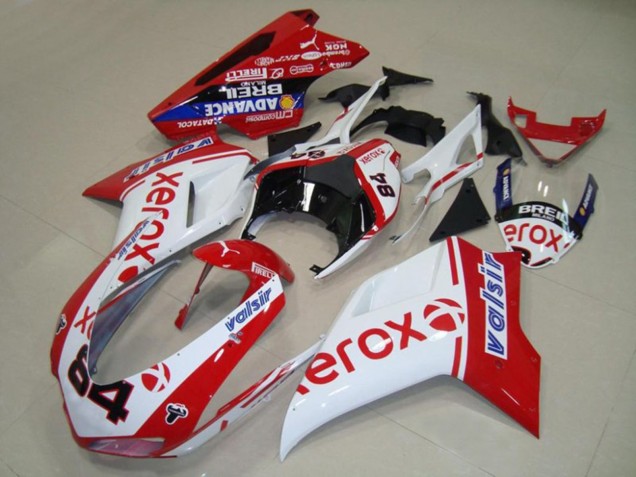 Compra Carenados Moto Ducati 848 1098 1198 2007-2014 - Blanco Rojo Azul Negro Brillante Valsir Xerox 84