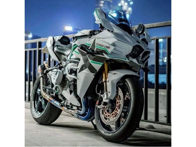 Compra Carenados Moto Kawasaki Ninja H2 2015-2022 - Blanco Verde Línea