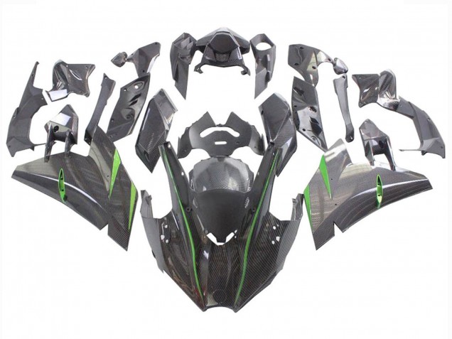 Compra Carenados Moto Kawasaki Ninja H2 2015-2022 - Negro FibraCarbono Verde