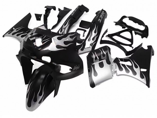Compra Carenados Moto Kawasaki ZZR400 1993-2007 - Negro Brillante Plata Llama
