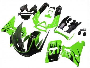 Compra Carenados Moto Kawasaki ZZR400 1993-2007 - Verde Negro Brillante Llama