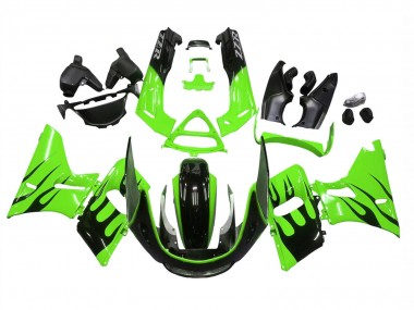 Compra Carenados Moto Kawasaki ZZR400 1993-2007 - Verde Negro Brillante Llama