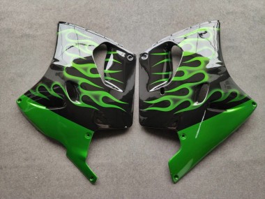 Compra Carenados Moto Kawasaki ZZR1100 1993-2003 - Negro Brillante Verde Llama