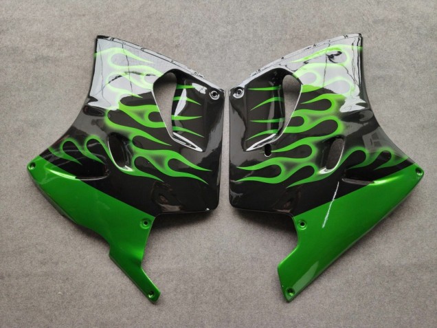Compra Carenados Moto Kawasaki ZZR1100 1993-2003 - Negro Brillante Verde Llama