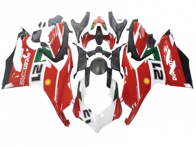 Compra Carenados Moto Ducati Panigale V2 2020-2024 - Blanco Rojo Verde Negro Mate Corse 21
