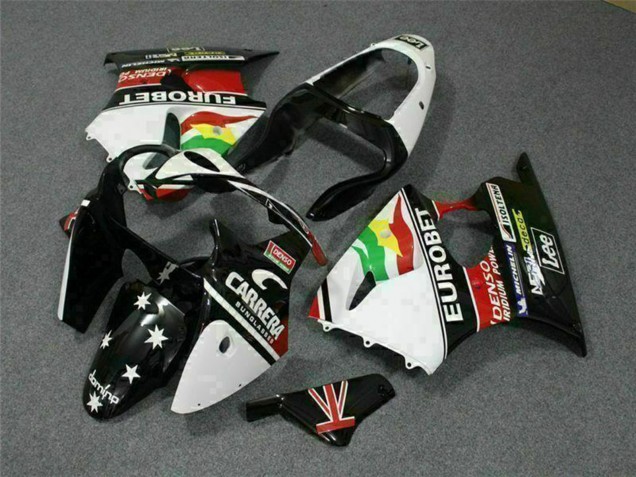 Compra Carenados Moto Kawasaki ZX6R 2000-2002 - Blanco Rojo Amarillo Verde Negro Brillante Estrella EuroBet