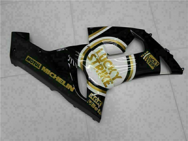 Compra Carenados Moto Kawasaki ZX6R 2005-2006 - Negro Brillante Blanco Oro Lucky Strike
