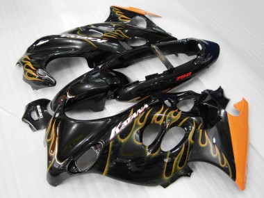 Compra Carenados Moto Suzuki GSX600F/GSX750F 2004-2006 - Negro Brillante Naranja Llama Katana