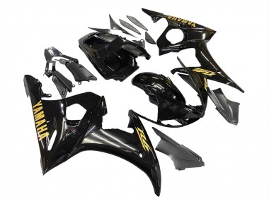 Compra Carenados Moto Yamaha YZF R6S 2006-2009 - Negro Brillante Oro Calcomanías
