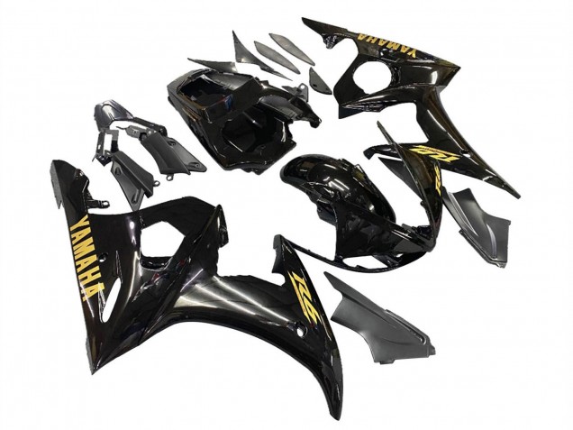 Compra Carenados Moto Yamaha YZF R6S 2006-2009 - Negro Brillante Oro Calcomanías