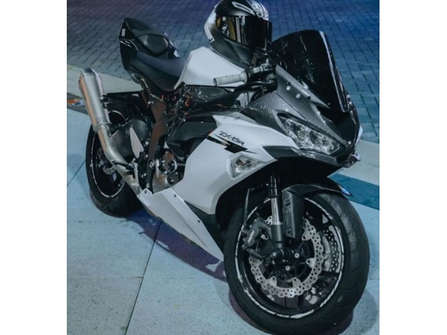 Compra Carenados Moto Kawasaki ZX6R 2019-2022 - Blanco Negro FibraCarbono