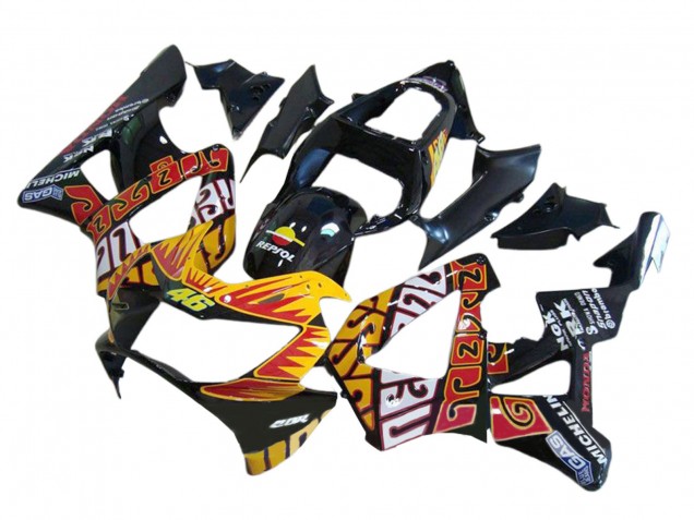 Compra Carenados Moto Honda CBR900RR 929 2000-2001 - Negro Brillante Naranja Repsol Rossi