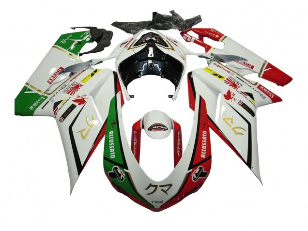 Compra Carenados Moto Ducati 848/1098/1198 2007-2014 - Blanco Rojo Verde Accossato