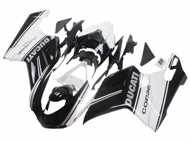 Compra Carenados Moto Ducati 848/1098/1198 2007-2014 - Blanco Negro Brillante Corse