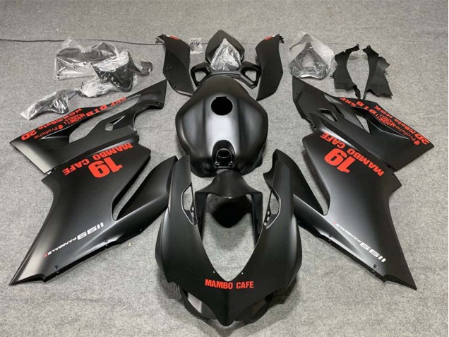 Compra Carenados Moto Ducati 1199 2011-2014 - Negro Mate Rojo Calcomanías Mambo Cafe 19