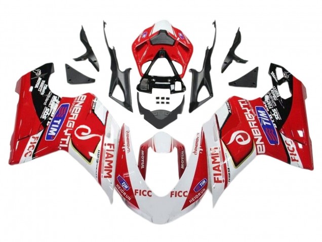 Compra Carenados Moto Ducati 1199 2011-2014 - Blanco Rojo Negro Brillante Ficc Fiamm