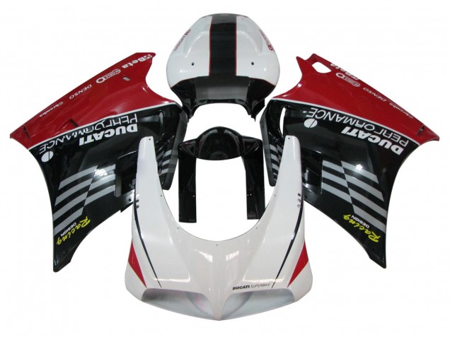 Compra Carenados Moto Ducati 748/916/996/998 1993-2005 - Blanco Rojo Negro Brillante Carrera Performance
