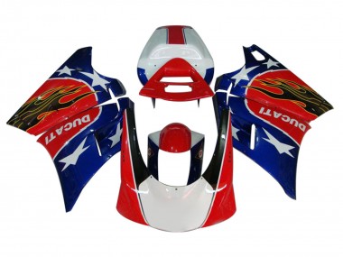 Compra Carenados Moto Ducati 748/916/996/998 1993-2005 - Blanco Rojo Azul Negro Brillante Llama