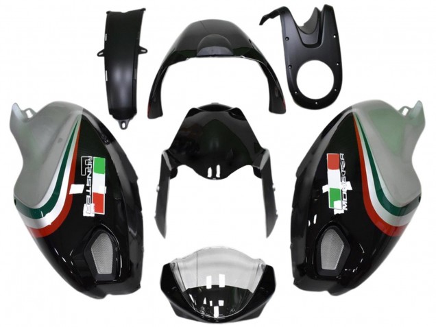 Compra Carenados Moto Ducati Monster 696 796 1100 1100S 2008-2012 - Negro Brillante Plata Rojo Verde