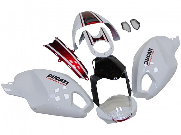 Compra Carenados Moto Ducati Monster 696 796 1100 1100S 2008-2012 - Blanco Rojo Negro Brillante