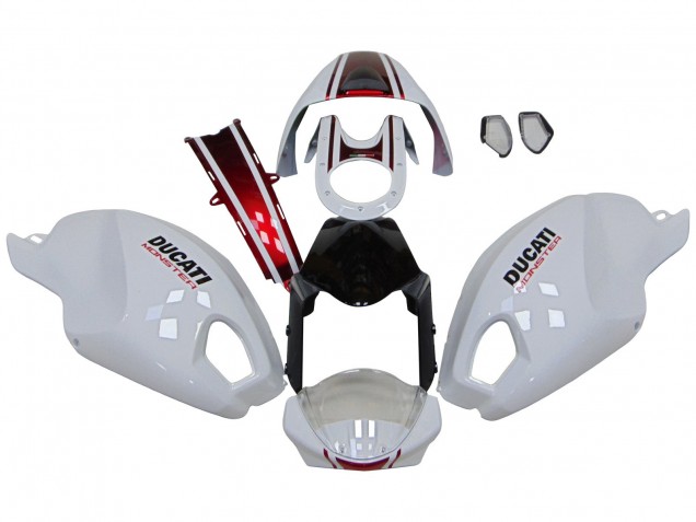 Compra Carenados Moto Ducati Monster 696 796 1100 1100S 2008-2012 - Blanco Rojo Negro Brillante