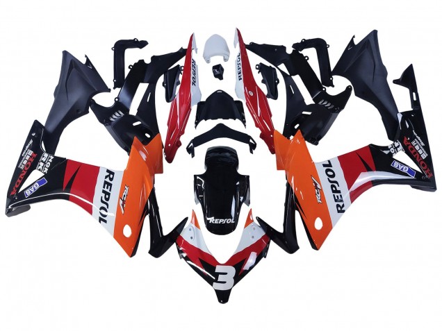 Compra Carenados Moto Honda CBR500R 2013-2015 - Naranja Blanco Rojo Negro Brillante Repsol 3