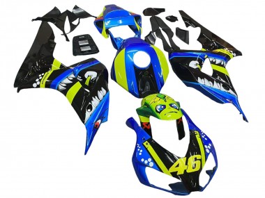 Compra Carenados Moto Honda CBR1000RR 2006-2007 - Azul Fluorescent Verde Negro Brillante Tiburón 46