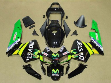 Compra Carenados Moto Honda CBR600RR 2003-2004 - Negro Brillante Amarillo Verde MoviStar Castrol