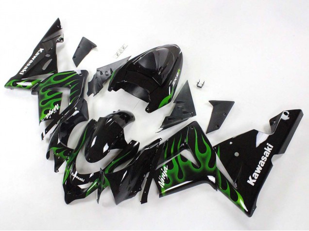 Compra Carenados Moto Kawasaki ZX10R 2004-2005 - Negro Verde Llama Ninja