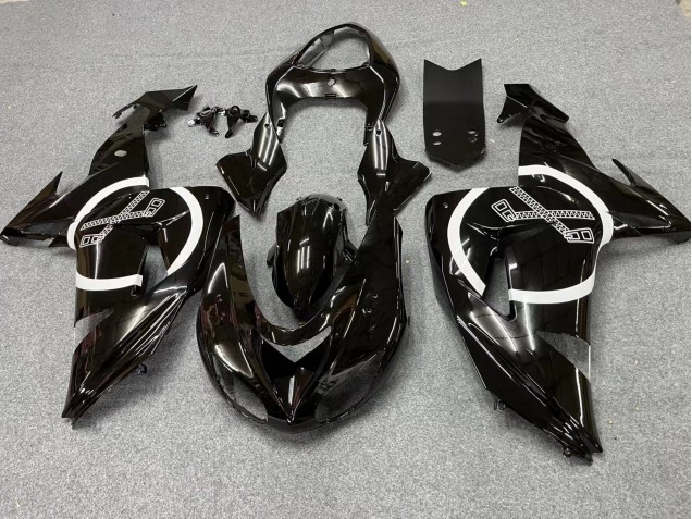 Compra Carenados Moto Kawasaki ZX10R 2006-2007 - Negro Brillante Blanco Círculo