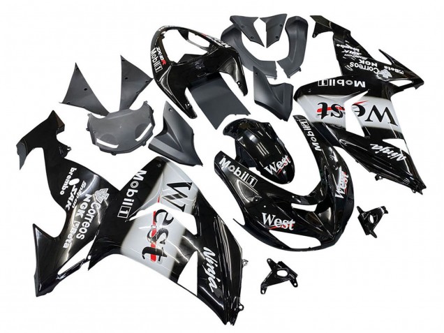 Compra Carenados Moto Kawasaki ZX10R 2006-2007 - Negro Brillante Blanco West
