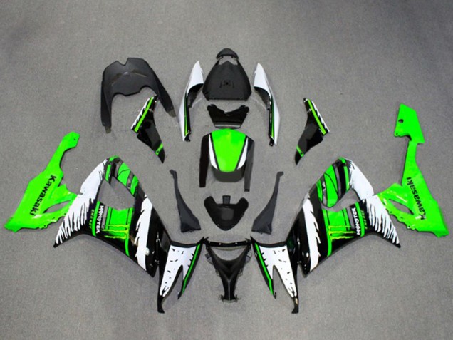 Compra Carenados Moto Kawasaki ZX10R 2008-2010 - Blanco Verde Negro Brillante Llama