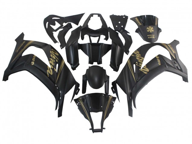 Compra Carenados Moto Kawasaki ZX10R 2011-2015 - Negro Mate Oro Nieve Elf