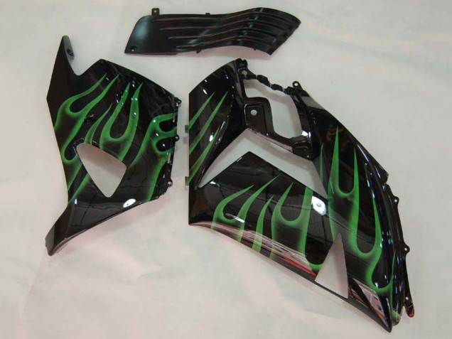 Compra Carenado Moto Kawasaki ZX14R ZZR1400 2006-2011 - Negro Brillante Verde Llama