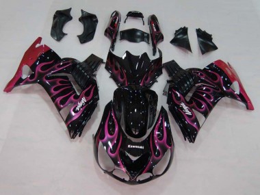 Compra Carenados Moto Kawasaki ZX14R ZZR1400 2006-2011 - Negro Brillante Rojo Rosa Llama
