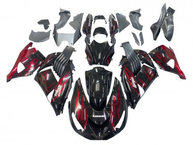 Compra Kits Carenado Moto Kawasaki ZX14R ZZR1400 2006-2011 - Negro Brillante Rojo Llama