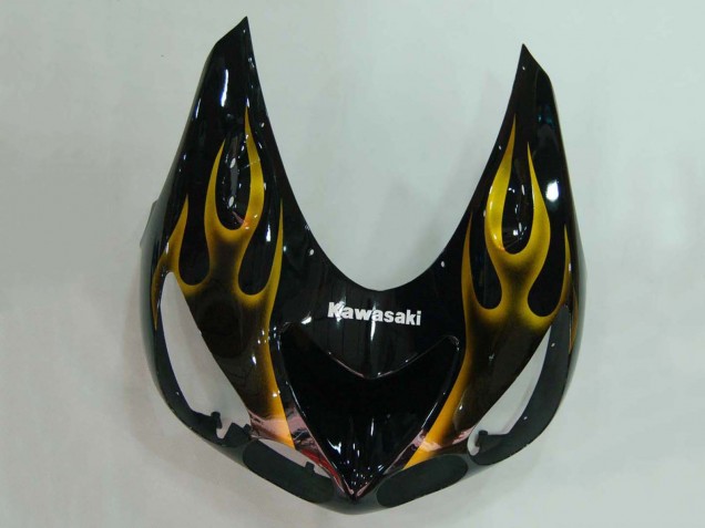 Compra Carenados Moto Kawasaki ZX14R ZZR1400 2006-2011 - Negro Brillante Oro Llama