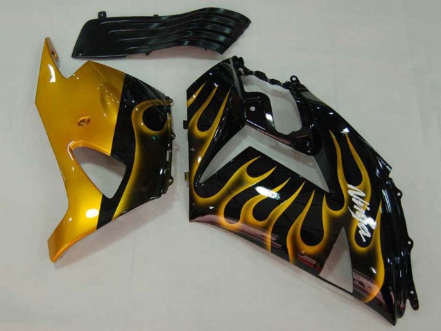 Compra Carenados Moto Kawasaki ZX14R ZZR1400 2006-2011 - Negro Brillante Oro Llama