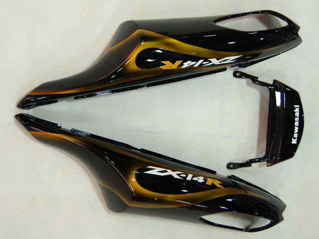 Compra Carenados Moto Kawasaki ZX14R ZZR1400 2006-2011 - Negro Brillante Oro Llama