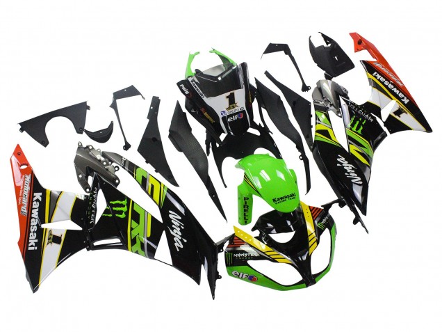 Compra Carenados Moto Kawasaki ZX6R 2009-2012 - Verde Negro Brillante Amarillo Blanco Rojo Elf Monstruo