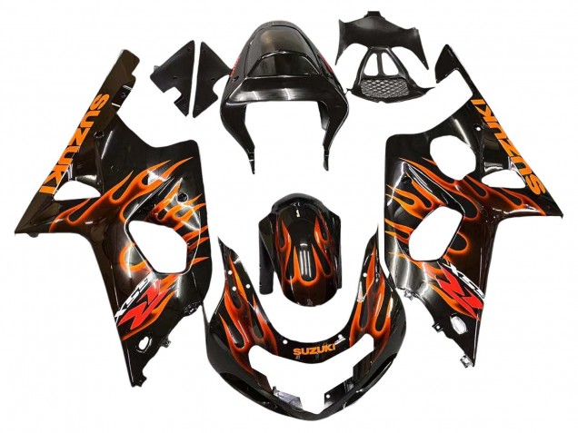 Compra Carenados Moto Suzuki GSXR1000 2000-2002 - Negro Brillante Naranja Llama