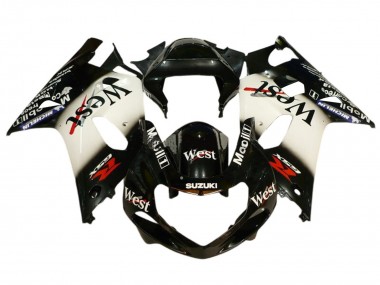 Compra Carenados Moto Suzuki GSXR 600 / GSXR 750 2001-2003 - Negro Brillante Blanco West Rojo