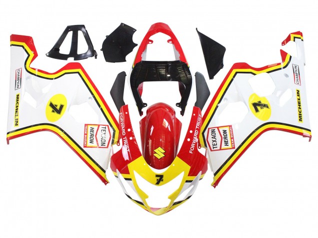 Compra Carenados Moto Suzuki GSXR 600 / GSXR 750 2004-2005 - Blanco Rojo Amarillo Michelin Texaon Heron 7