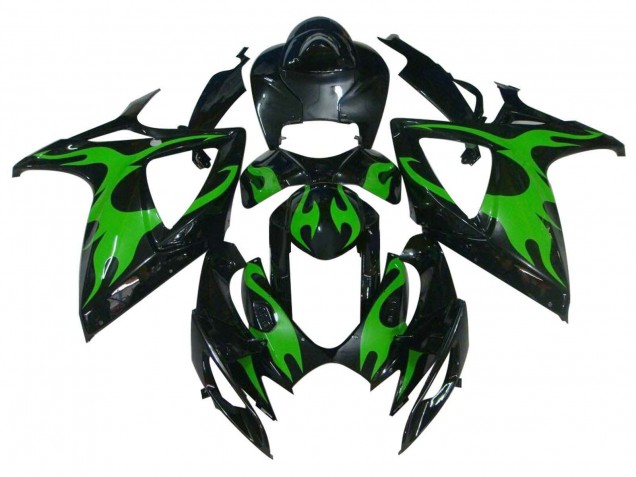Compra Carenados Moto Suzuki GSXR 600 / GSXR 750 2004-2005 - Negro Brillante Verde Llama