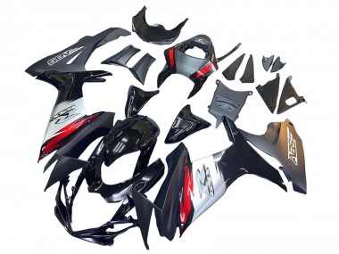 Compra Carenados Moto Suzuki GSXR 600 / GSXR 750 2011-2024 - Negro Brillante Falsificado FibraCarbono Plata Rojo