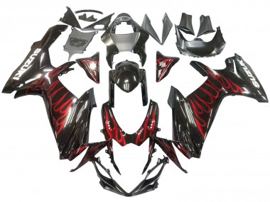 Compra Carenados Moto Suzuki GSXR 600 / GSXR 750 2011-2024 - Negro Brillante Rojo Llama