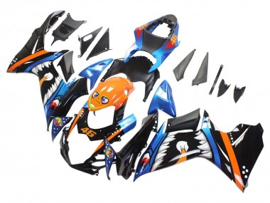 Compra Carenados Moto Suzuki GSXR 600 / GSXR 750 2011-2024 - Azul Claro Naranja Negro Blanco Tiburón 46
