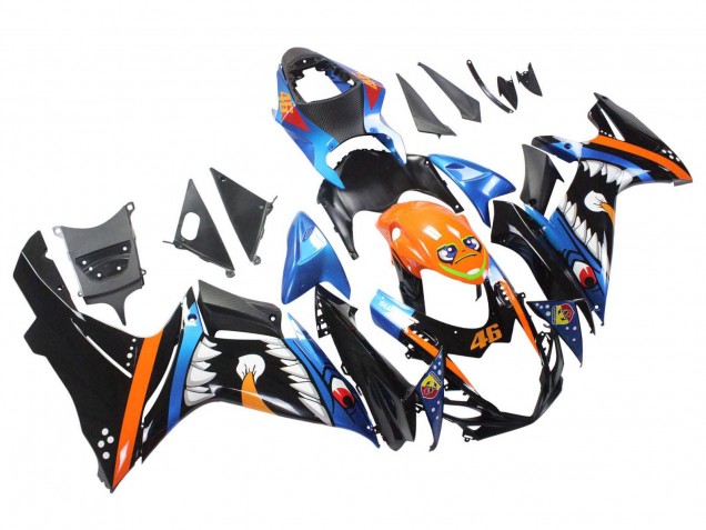Compra Carenados Moto Suzuki GSXR 600 / GSXR 750 2011-2024 - Azul Claro Naranja Negro Blanco Tiburón 46
