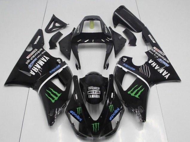 Compra Carenados Moto Yamaha YZF R1 1998-1999 - Negro Brillante Azul Verde Motul Monstruo Drink
