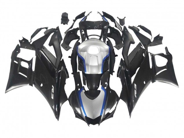 Compra Carenados Moto Yamaha YZF R3/R25 2022-2024 - Negro FibraCarbono Estilo Plata Azul
